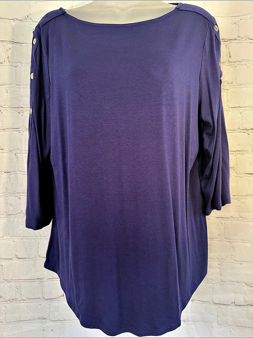 Apt. 9 NWT Blue 3/4 sleeve Top with Embellished Sleeves Size Large NWT